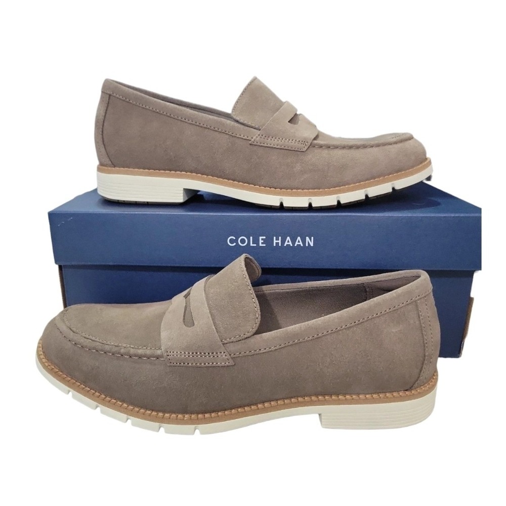 NEW Cole Haan Suede Penny Loafers Mens 9M Truffle Leather C41635 Dress Shoes